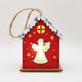 Christmas Crafts Wooden Luminous Small House Pendant