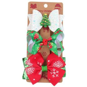 Christmas Children's Bow Barrettes Three Sets