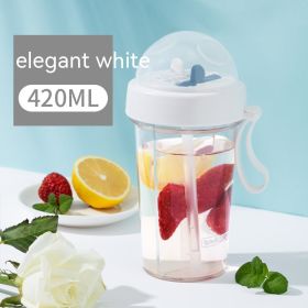 Double Drinking Straw Fruit Teas Plastic Cup Outdoor Large Capacity