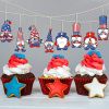 Qunclay 24 Pieces Patriotic Gnome Wood Ornaments 4th of July Independence Day Gnome Wooden Pendant Leprechaun Gnome Ornament Decoration for Independen