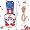 Qunclay 24 Pieces Patriotic Gnome Wood Ornaments 4th of July Independence Day Gnome Wooden Pendant Leprechaun Gnome Ornament Decoration for Independen