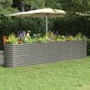 Garden Raised Bed Powder-coated Steel 130.7"x15.7"x26.8" Gray