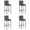 5 Piece Patio Bar Set with Cushions Gray