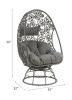 ACME Hikre Patio Lounge Chair & Side Table, Clear Glass, Charcaol Fabric & Black Wicker 45113