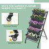 5-Tier Vertical Raised Garden Bed with Wheels and Container Boxes