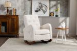 High Back Rocking Chair Nursery Chair .Comfortable Rocker Fabric Padded Seat .Modern High Back Armchair