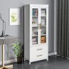 FCH MDF Spray Paint 2 Glass Doors 2 Pumping Bathroom Cabinet White