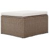 Outdoor 6-Piece Garden Furniture Set; PE Wicker Rattan Sectional Sofa Set with 2 Tea Tables; Brown Wicker+Beige Cushion