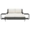 2-Person Patio Sun Bed with Cushions Poly Rattan Black