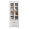 FCH MDF Spray Paint 2 Glass Doors 2 Pumping Bathroom Cabinet White