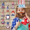 Qunclay 24 Pieces Patriotic Gnome Wood Ornaments 4th of July Independence Day Gnome Wooden Pendant Leprechaun Gnome Ornament Decoration for Independen