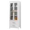 FCH MDF Spray Paint 2 Glass Doors 2 Pumping Bathroom Cabinet White