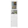 FCH MDF Spray Paint Upper And Lower 2 Doors 1 Pumping 1 Shelf Bathroom Cabinet White