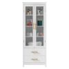 FCH MDF Spray Paint 2 Glass Doors 2 Pumping Bathroom Cabinet White