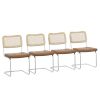 Set of 4, Leather Dining Chair with High-Density Sponge, Rattan Chair for Dining room, Living room, Bedroom, Brown