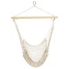 Hammock Chair Hanging Rope Seat Swing w/ Wooden Stick 220lbs Load for Patio Yard Porch Outdoor Bedroom Indoor