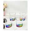 Designer Oval Halo Rainbow Acrylic DOF Tumbler Set of 4 (12oz), Premium Quality Unbreakable Stemless Acrylic Tumbler for All Purpose