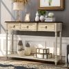 TREXM Console Table Sofa Table with Drawers for Entryway with Projecting Drawers and Long Shelf (Beige)