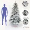 Snow Flocked Christmas Tree 7ft Artificial Hinged Pine Tree with White Realistic Tips Unlit