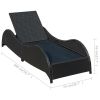 Sun Lounger with Cushion Poly Rattan Black