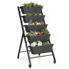 5-Tier Vertical Raised Garden Bed with Wheels and Container Boxes