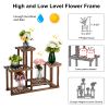 4-Story 7-Seat Multi-Function Carbonized Wood Plant Stand Vertical Shelf Flower Display Rack Holder