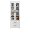 FCH MDF Spray Paint 2 Glass Doors 2 Pumping Bathroom Cabinet White