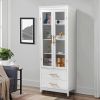 FCH MDF Spray Paint 2 Glass Doors 2 Pumping Bathroom Cabinet White