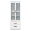 FCH MDF Spray Paint 2 Glass Doors 2 Pumping Bathroom Cabinet White