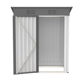 5 X 3 Ft Outdoor Storage Shed, Galvanized Metal Garden Shed With Lockable Doors, Tool Storage Shed For Patio Lawn Backyard Trash Cans