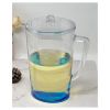 2.75 Quarts Designer Oval Halo Blue Acrylic Pitcher with Lid, Crystal Clear Break Resistant Premium Acrylic Pitcher for All Purpose BPA Free