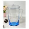 2.75 Quarts Designer Oval Halo Blue Acrylic Pitcher with Lid, Crystal Clear Break Resistant Premium Acrylic Pitcher for All Purpose BPA Free