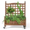 32in Wood Planter Box with Trellis Mobile Raised Bed for Climbing Plant