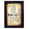 "Mother Says" By Susan Ball, Printed Wall Art, Ready To Hang Framed Poster, Black Frame