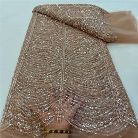 Wave Line Bead Tube Sequin Wedding Dress Lace Embroidery Lining (Option: 3style-Solid Color-5 Yards)