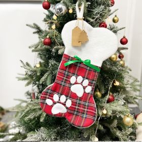 Spot DIY Cross-border Bones Christmas Hanging Decoration Christmas Socks Gift Bag Christmas Pet Socks (Color: Red)