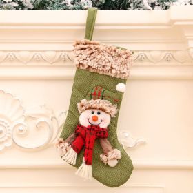 Three-dimensional Linen Plush Christmas Socks Hanging Decorations (Option: Snowman)