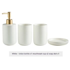 Solid Color Ceramic Bathroom Four-piece Set (Option: White 4pc)