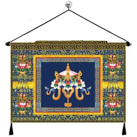 Fabrics Hanging Picture Bedside Retro Ethnic Style Cloth Painting (Option: The Eight Auspicious Symbols A-Width 65cm Height 45cm)