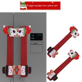 Christmas Refrigerator Handle Protective Cover (Option: Snowman With Bear)