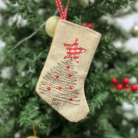 Christmas Decorative Linen Embroidered Socks Pendant (Option: Christmas Tree Type B)