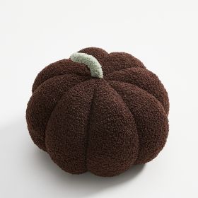 Nordic Pumpkin Round Pillow Plush Pillow Knitted Yarn (Option: Dark brown-18cm in diameter)