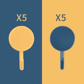 Plastic Kitchen Bathroom Hook Punch-free Hook Power Post Seamless Behind The Door Wall Coat And Hat Hook Self-adhesive Hook (Option: 10 Pack Dark Blue And Yellow)