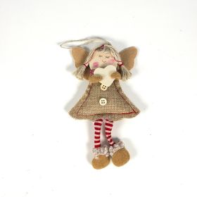 Fabric Wood Piece Christmas Smiling Angel Doll Pendant (Option: A Love)