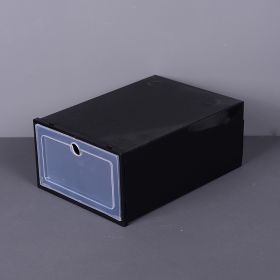 Flip Thickened Transparent Plastic Shoe Box (Color: black)