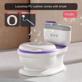 Portable Children's Simulation Toilet Bucket (Option: Purple Pu Style Music)