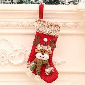 Three-dimensional Linen Plush Christmas Socks Hanging Decorations (Option: Deer)