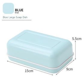 Portable Drain Double Deck Soap Box (Option: Large Blue)