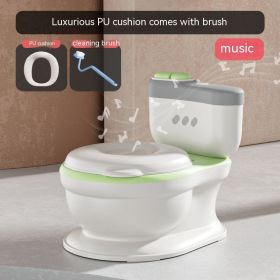 Portable Children's Simulation Toilet Bucket (Option: Green Pu Style Music)