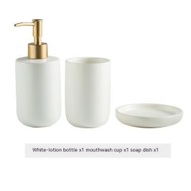 Solid Color Ceramic Bathroom Four-piece Set (Option: White 3pc)